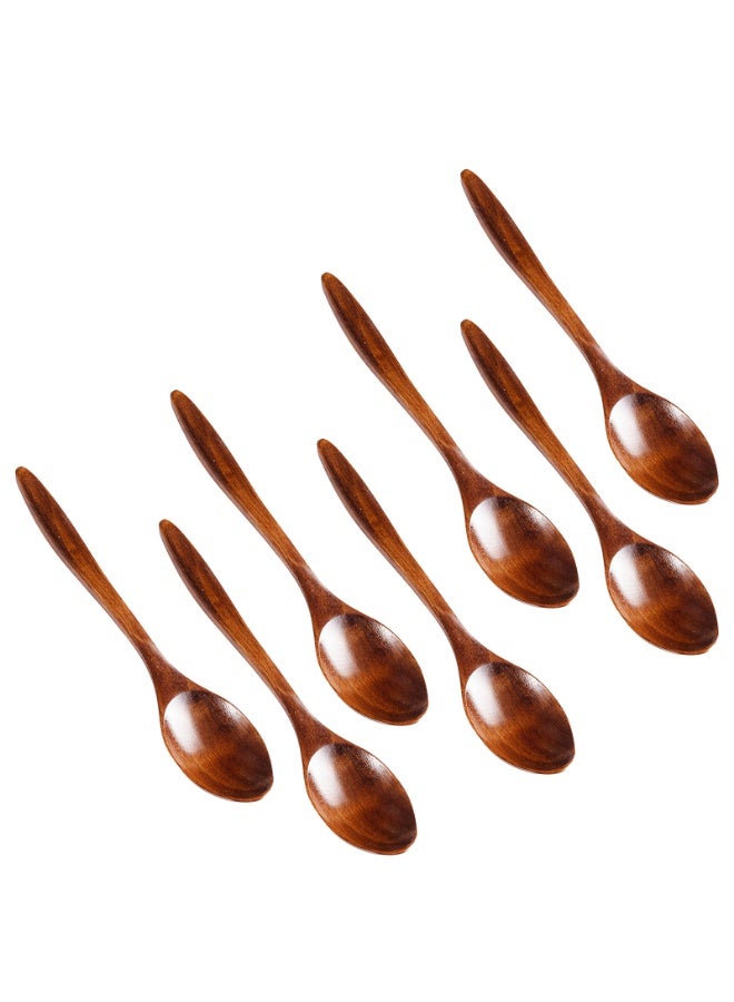 7 PCS Small Wooden Spoons Honey spoons for Tea Smooth WoodenTeaspoon for Coffee Ellipse Serving Wood Spoons - Image 4