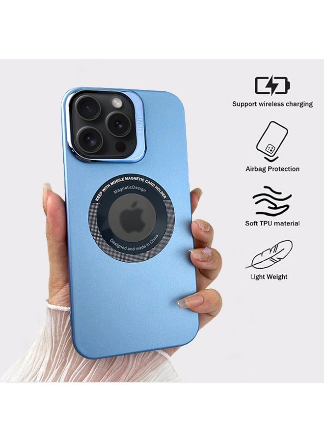 iPhone 15 Pro Max Case Compatible with MagSafe Built-In Camera Ring Stand Magnetic Phone Case Camera LEN Protection Accessories Classic Kickstand Case Blue - Image 2