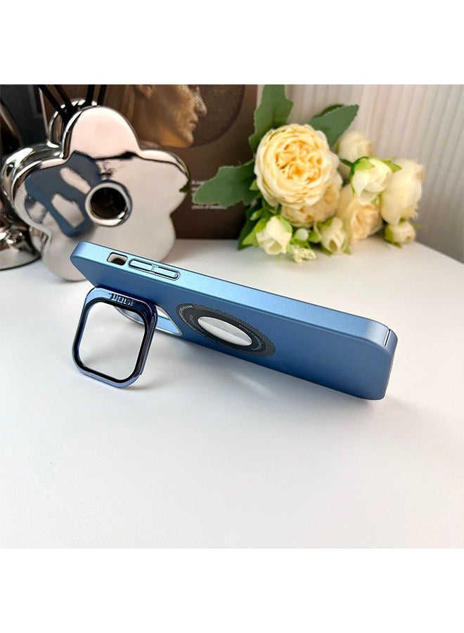 iPhone 15 Pro Max Case Compatible with MagSafe Built-In Camera Ring Stand Magnetic Phone Case Camera LEN Protection Accessories Classic Kickstand Case Blue - Image 3