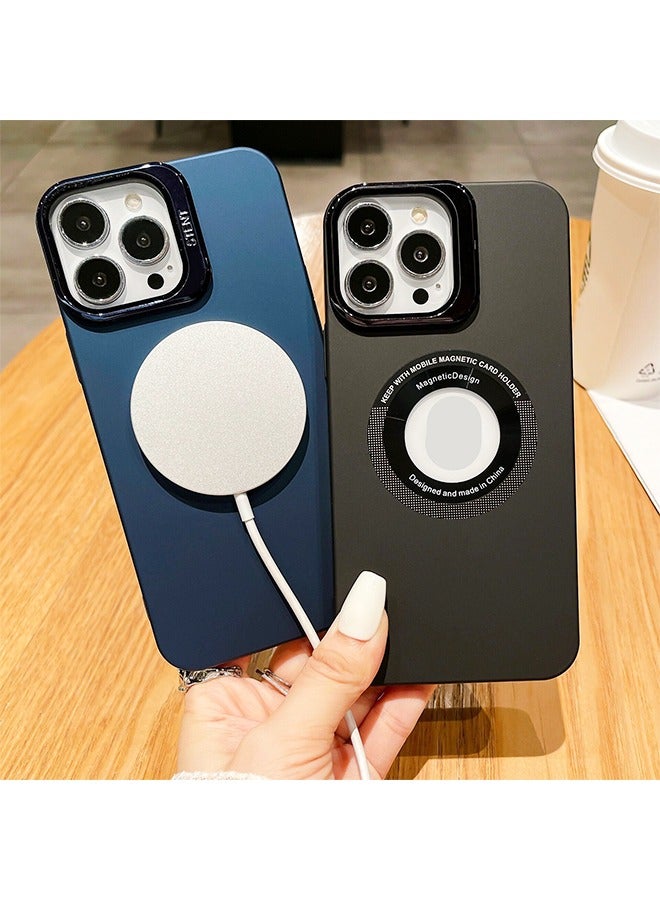 iPhone 15 Pro Max Case Compatible with MagSafe Built-In Camera Ring Stand Magnetic Phone Case Camera LEN Protection Accessories Classic Kickstand Case Blue - Image 4