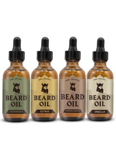 Striking Viking Striking Viking Scented Beard Oil 4-Pack for Men - Softening & Conditioning, Citrus, Vanilla, Sandalwood & Cedarwood - Enriched with Argan & Jojoba (0.66 fl oz) - Beard Kit 