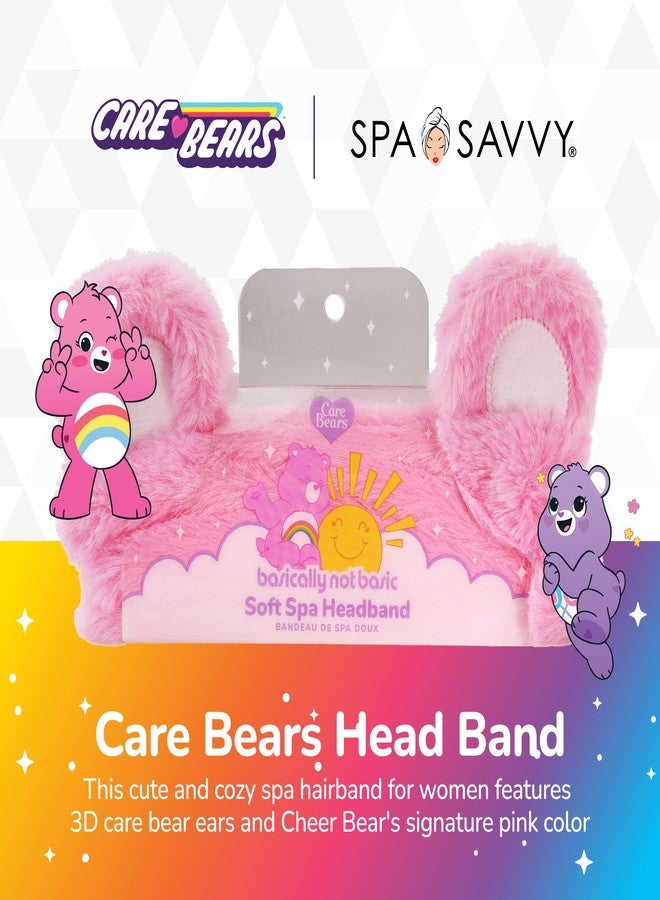 Spa Savvy Care Bears Skincare Headband, Cheer Bear Pink Spa Hair Band with 3D Ears for Face Wash, Makeup, and Skin Care Routine - Image 2