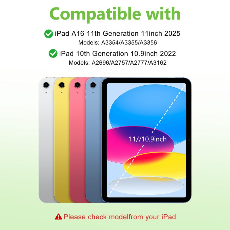 besky Keyboard case for iPad A16 11th 10th Generation 11/10.9 inch, Detachable Keypadï¼Œ360 Rotatable Magnetic Cover with Pencil Holder for iPad 11 2025 10 Gen 2022 - Matcha Green - Image 2