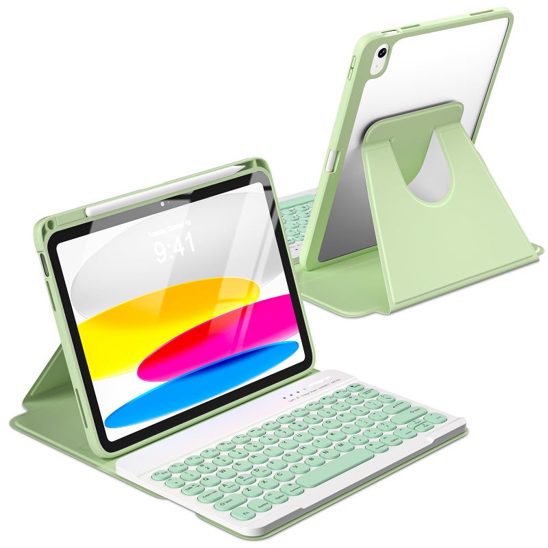 besky Keyboard case for iPad A16 11th 10th Generation 11/10.9 inch, Detachable Keypadï¼Œ360 Rotatable Magnetic Cover with Pencil Holder for iPad 11 2025 10 Gen 2022 - Matcha Green - Image 1