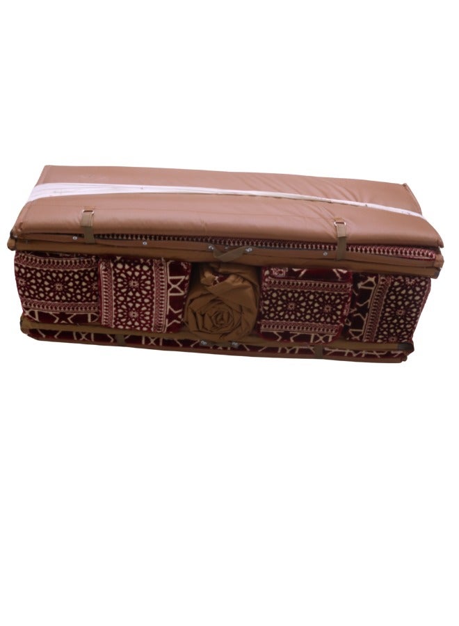 سمارت هوم مجموعة جلوس أرضية تراثية مكونة من 9 قطع مناسبة للسفر والرحلات البرية والحديقة , طقم فرشة تخييم ارضية مع اربع مراكى و 4 كراسي وبساط من القماش عالي الجودة يكفي ل 8 أشخاص (قماش تركي) - Image 5