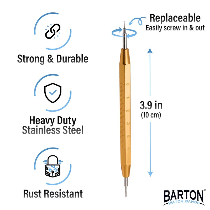 Barton Watch Bands Barton Spring Bar Tool Kit | Stainless Steel with Built-in Ruler for Quick Watch Link Removal, Band Replacement, Pin Extraction | Durable, Precise, Easy-to-Use - Image 3