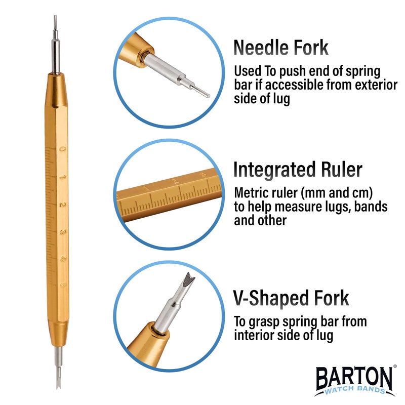 Barton Watch Bands Barton Spring Bar Tool Kit | Stainless Steel with Built-in Ruler for Quick Watch Link Removal, Band Replacement, Pin Extraction | Durable, Precise, Easy-to-Use - Image 4