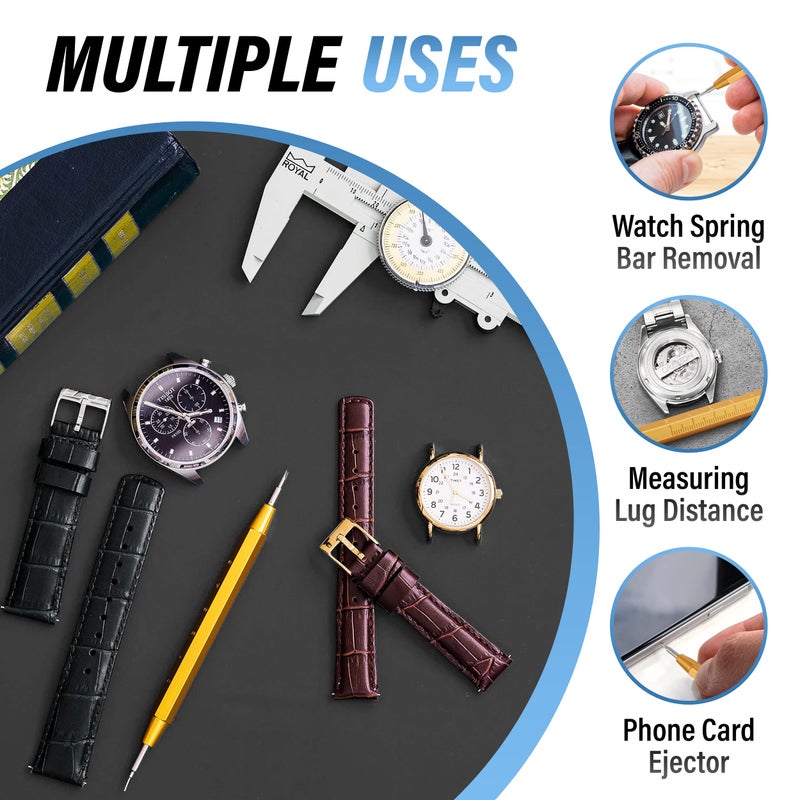 Barton Watch Bands Barton Spring Bar Tool Kit | Stainless Steel with Built-in Ruler for Quick Watch Link Removal, Band Replacement, Pin Extraction | Durable, Precise, Easy-to-Use - Image 5
