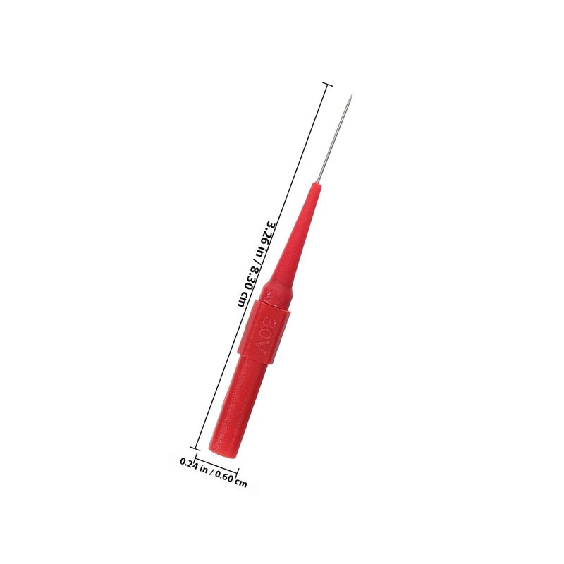 6pcs 0.7mm Copper Multimeter Test Probes Wire Piercing Electrical Testing Pins Angled in Crimson and Ebony for Automotive and Circuit Testing - Image 2