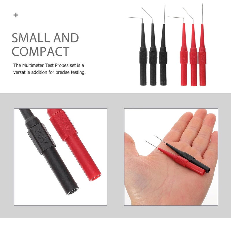 6pcs 0.7mm Copper Multimeter Test Probes Wire Piercing Electrical Testing Pins Angled in Crimson and Ebony for Automotive and Circuit Testing - Image 3