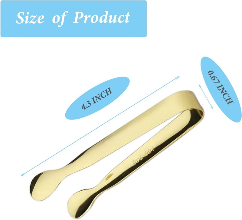 Sunenlyst 12PCS Ice Tongs Mini Sugar Tong 4.25Inch Stainless Steel Small Serving Tongs, Small Kitchen Tongs for Appetizers,Tea Party, Coffee Bar, Desserts (Gold 12pcs) - Image 2