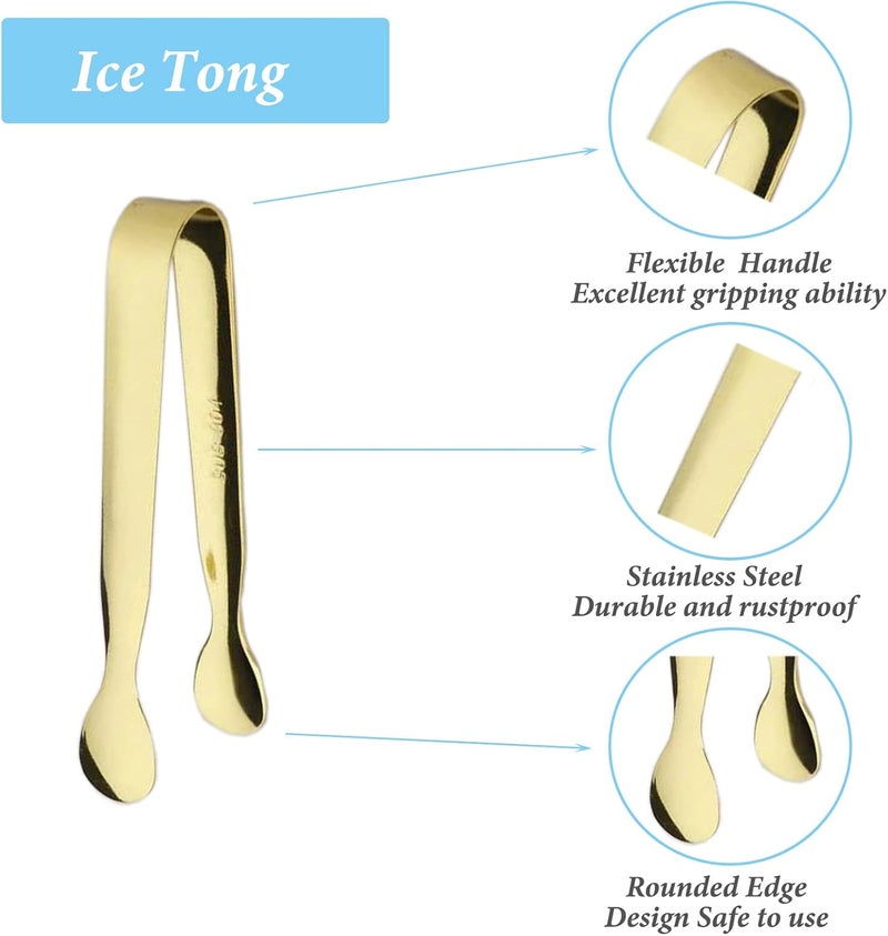 Sunenlyst 12PCS Ice Tongs Mini Sugar Tong 4.25Inch Stainless Steel Small Serving Tongs, Small Kitchen Tongs for Appetizers,Tea Party, Coffee Bar, Desserts (Gold 12pcs) - Image 3