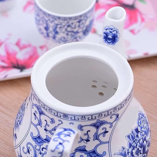123Arts 26oz Teapot, Blue and White Teapot, Ceramic Tea Pot, Tea Pot for Home Office, 800ml - Image 4