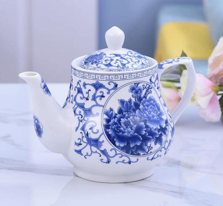 123Arts 26oz Teapot, Blue and White Teapot, Ceramic Tea Pot, Tea Pot for Home Office, 800ml - Image 2