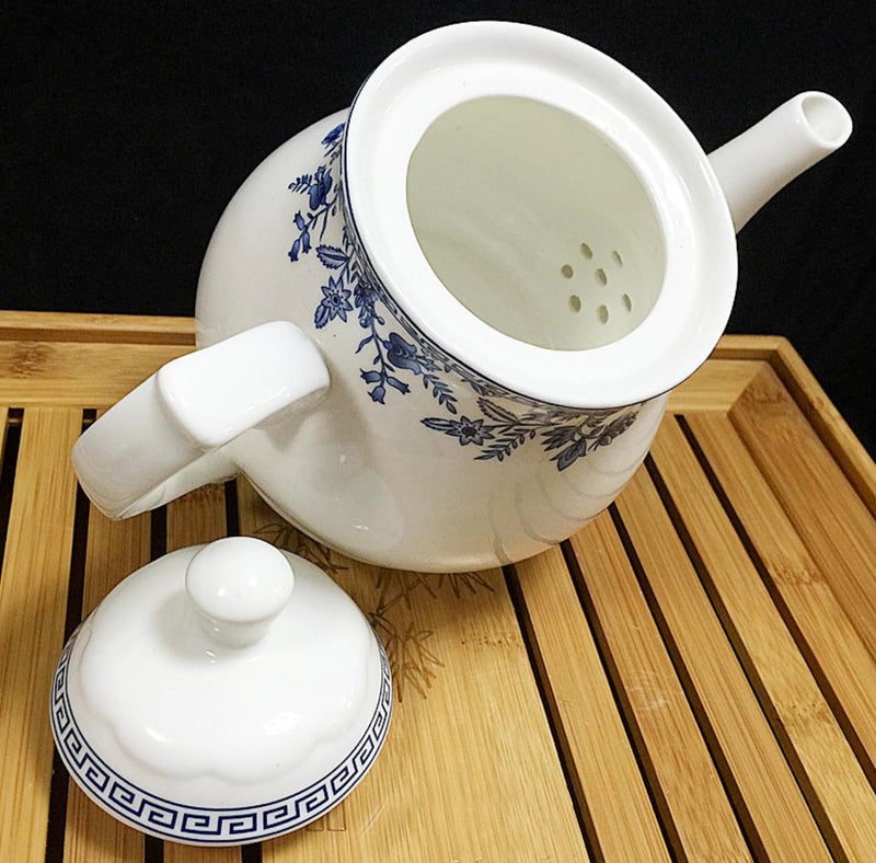 123Arts 26oz Teapot, Blue and White Teapot, Ceramic Tea Pot, Tea Pot for Home Office, 800ml - Image 5