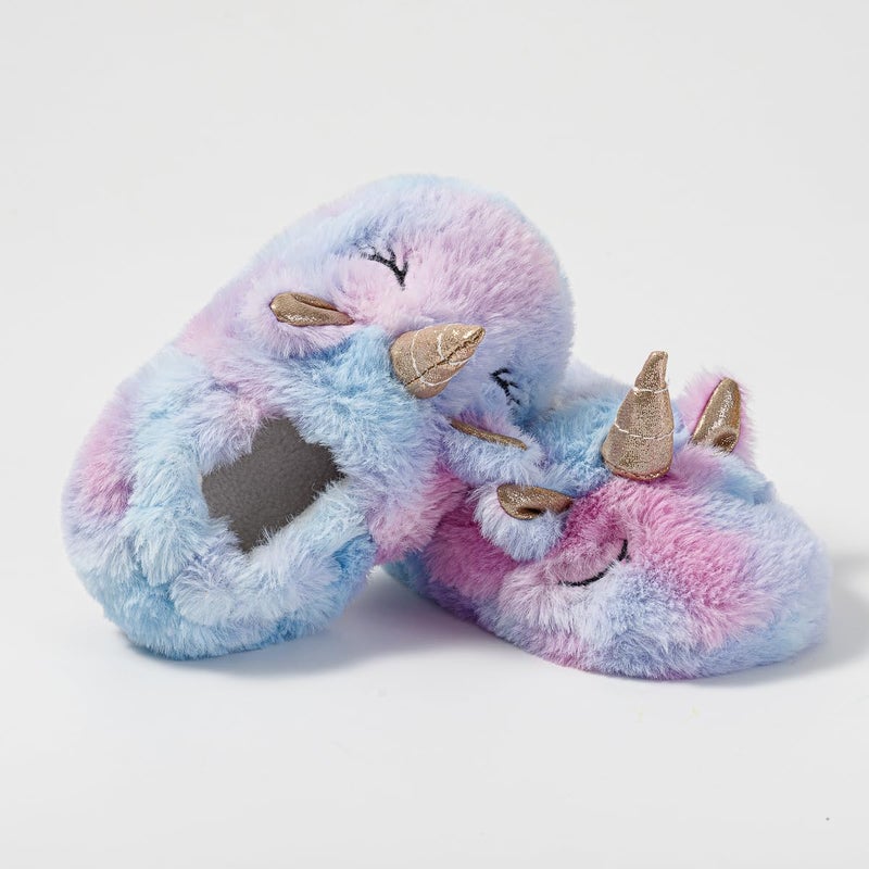Enteer Baby Girls' Unicorn House Slippers Purple US 5-6 - Image 4