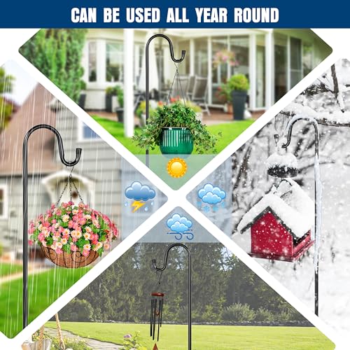 Ottsuls Shepherds Hooks for Outdoor - 60" Heavy Duty Bird Feeder Pole with 5 Prong Base, Adjustable Stand Hanger for Garden Plant, Hummingbird Feeder, Lantern Lights - Haning Wedding Decor (1 Pack) - Image 5