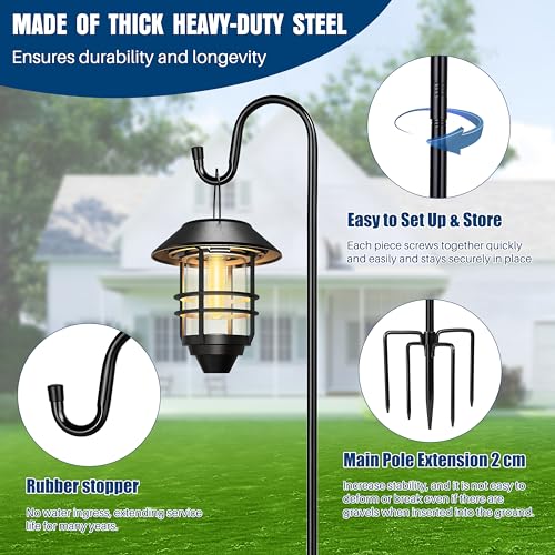 Ottsuls Shepherds Hooks for Outdoor - 60" Heavy Duty Bird Feeder Pole with 5 Prong Base, Adjustable Stand Hanger for Garden Plant, Hummingbird Feeder, Lantern Lights - Haning Wedding Decor (1 Pack) - Image 2