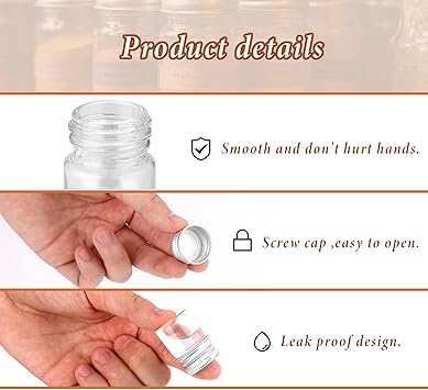 salbsever 24PCS 5ml Mini Glass Bottles with Screw Caps Empty Transparent Glass Bottles Refillable Cosmetics Container Bottle Small Jars with Lids for DIY Storage Art Craft Decor Makeup Sample Chemicals - Image 3