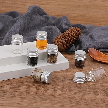 salbsever 24PCS 5ml Mini Glass Bottles with Screw Caps Empty Transparent Glass Bottles Refillable Cosmetics Container Bottle Small Jars with Lids for DIY Storage Art Craft Decor Makeup Sample Chemicals - Image 4