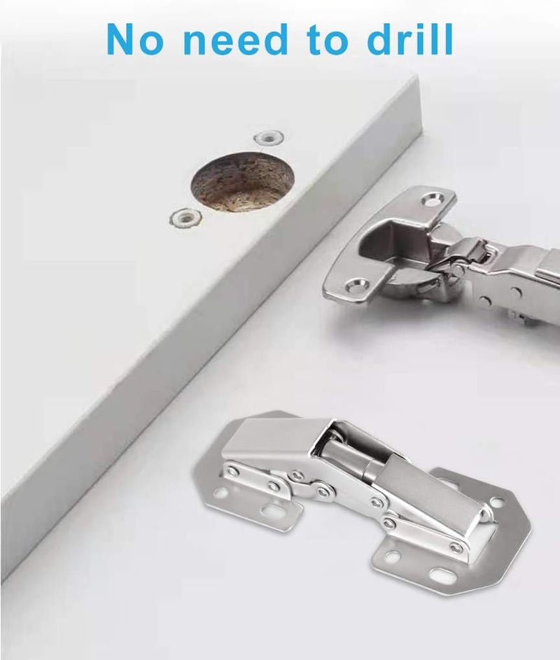 DOBOGA 2-Pack 4.2 Inch Hidden Hinges for Cabinet Doors Frameless, Concealed Cabinet Hinges, Surface Mount Hinges - Image 4