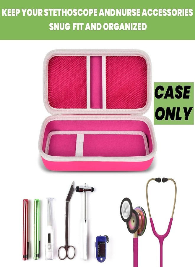 ألكوو حافظة سماعة طبية متوافقة مع سماعات 3M Littmann Classic III Monitoring/Lightweight II SE/Cardiology IV Diagnostic/MDF Acoustica، جيب إضافي لملحقات الطبيب والممرضة (لون أحمر وردي) - Image 2