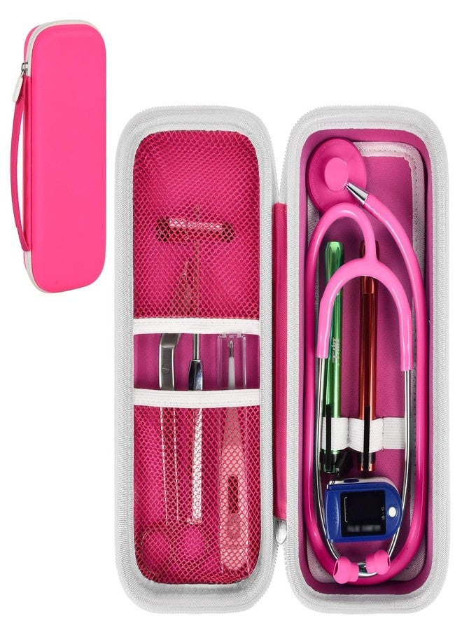 ألكوو حافظة سماعة طبية متوافقة مع سماعات 3M Littmann Classic III Monitoring/Lightweight II SE/Cardiology IV Diagnostic/MDF Acoustica، جيب إضافي لملحقات الطبيب والممرضة (لون أحمر وردي) - Image 1