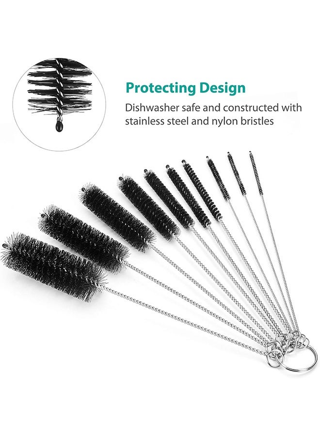 Bottle Cleaning Brushes, 8 Inch Nylon Tube Brush Set, Cleaner for Narrow Neck Bottles Cups with Hook, Set of 10pcs - Image 4