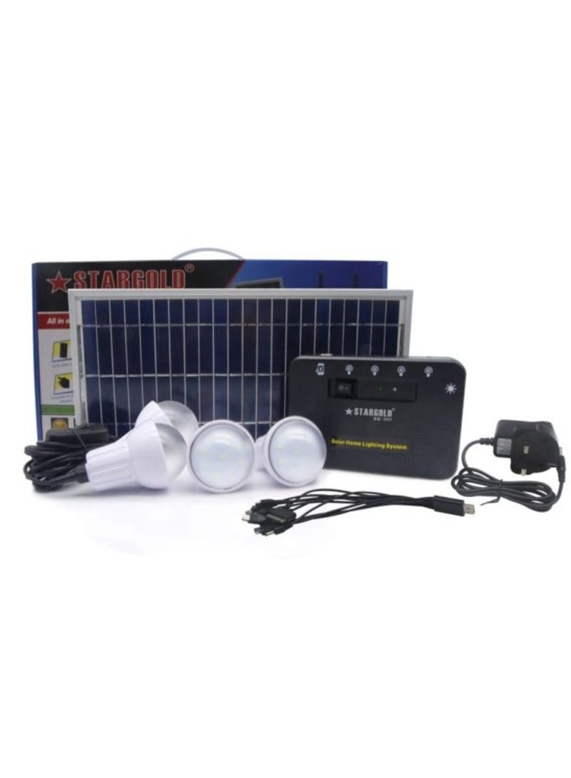 4-in-1 Solar Lighting System with 4 LED Bulbs and 10W Solar Panel - Image 1
