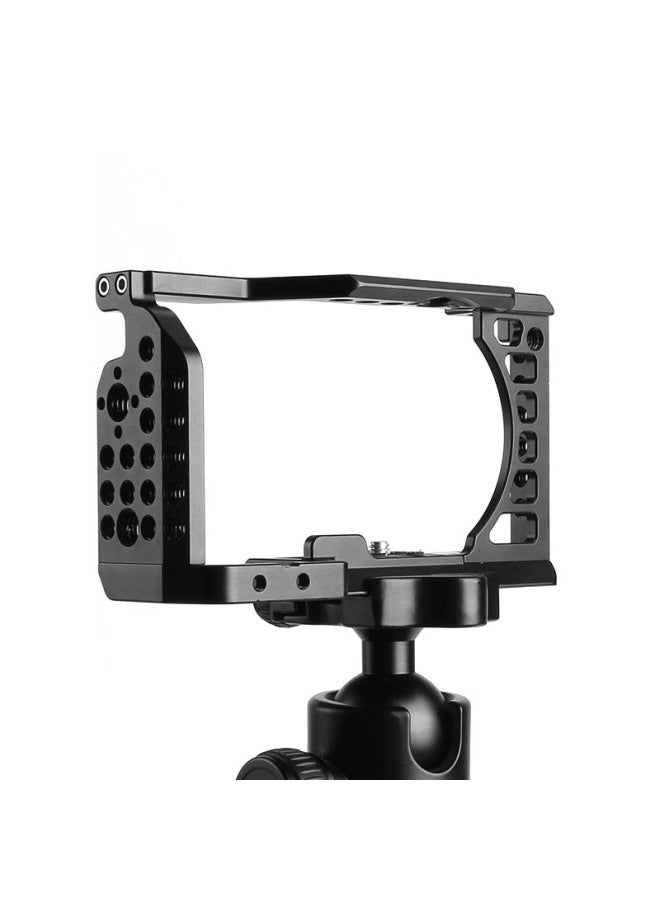 قفص أرنب سريع الإصدار لكاميرات Sony A6400 A6500 A6300 DSLR خفيفة الوزن محمولة من سبائك الألومنيوم ملحقات التصوير الفوتوغرافي - اللون: مقبض خشبي - Image 4