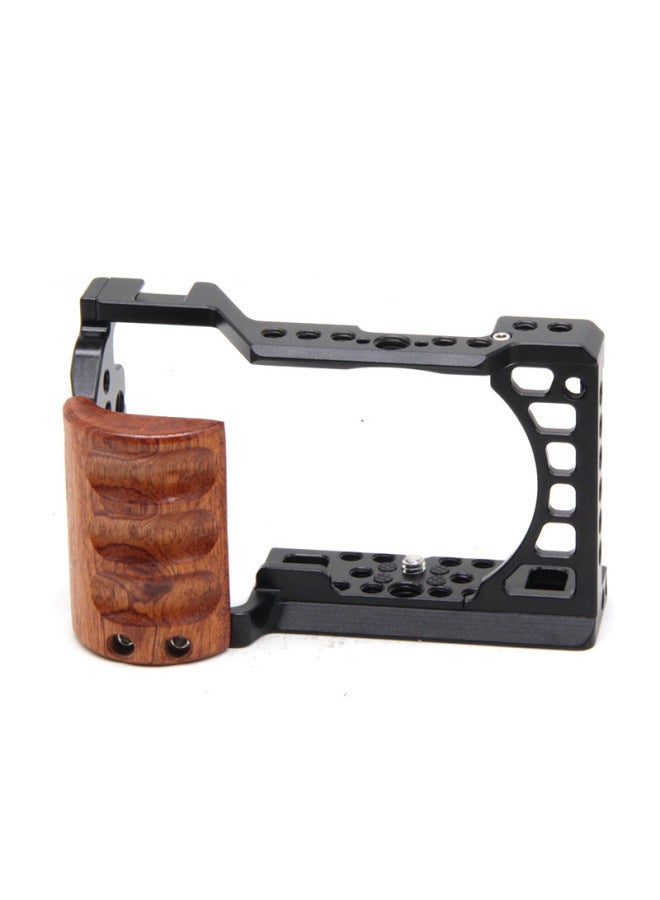 قفص أرنب سريع الإصدار لكاميرات Sony A6400 A6500 A6300 DSLR خفيفة الوزن محمولة من سبائك الألومنيوم ملحقات التصوير الفوتوغرافي - اللون: مقبض خشبي - Image 1