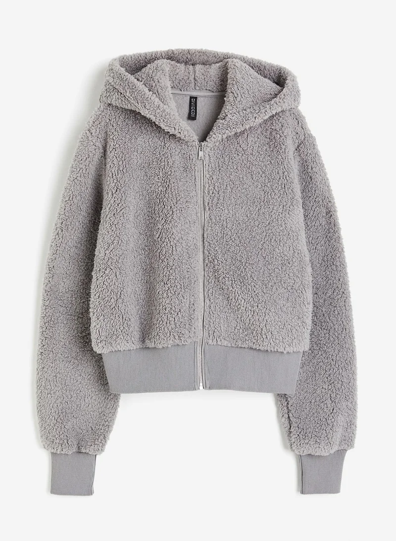 H&M Fur Detail Knitted Hoodie