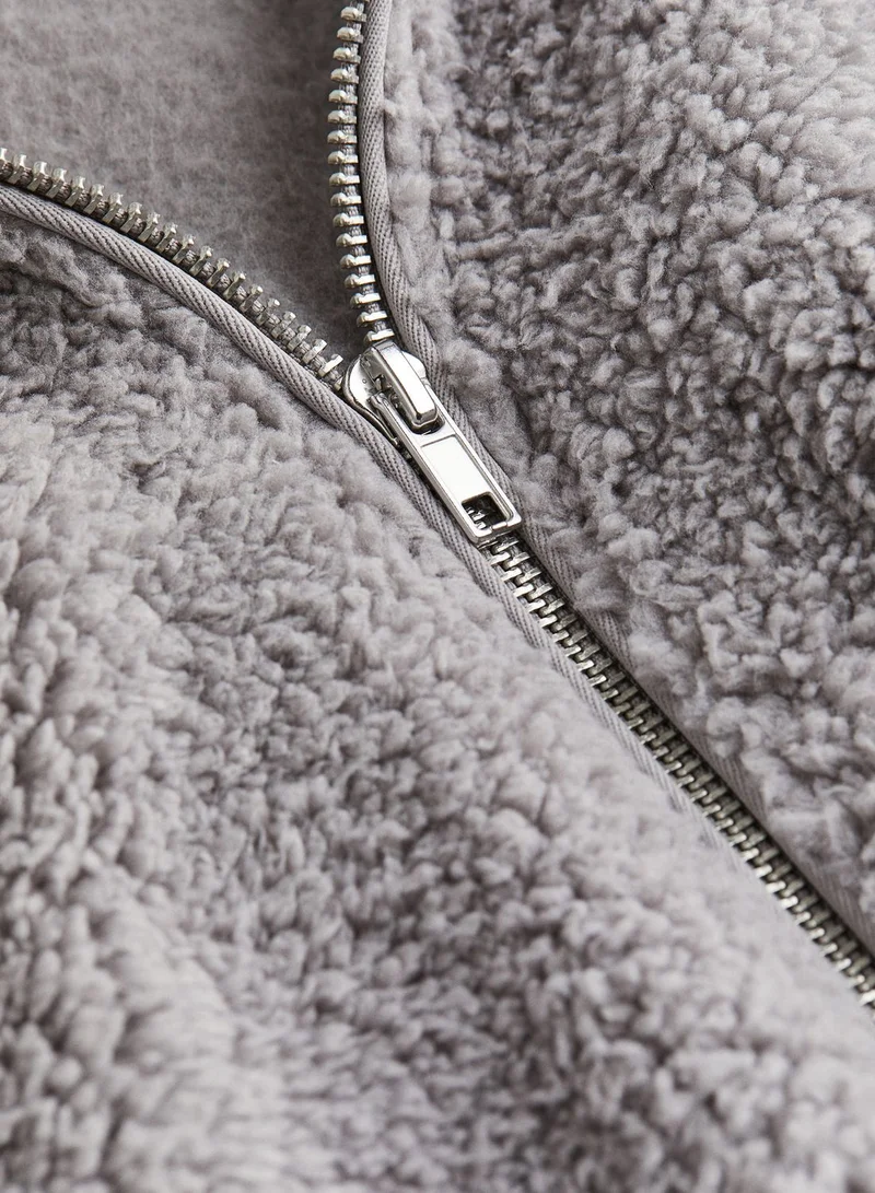 H&M Fur Detail Knitted Hoodie
