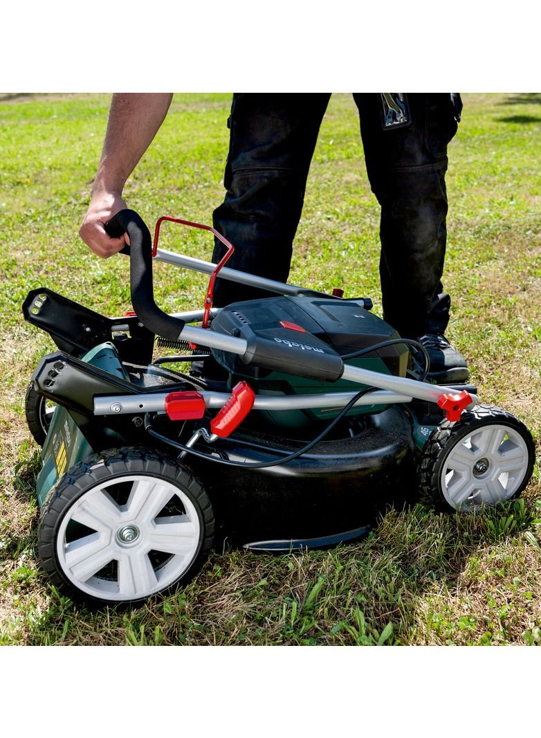 Metabo موتور جزازة العشب اللاسلكي متابو 18/36 فولت، بدون فرش مع بطاريتين 5.2 AH + شاحن ASC 145 DUO (220-240 فولت / 50 - 60 هرتز) - Image 2