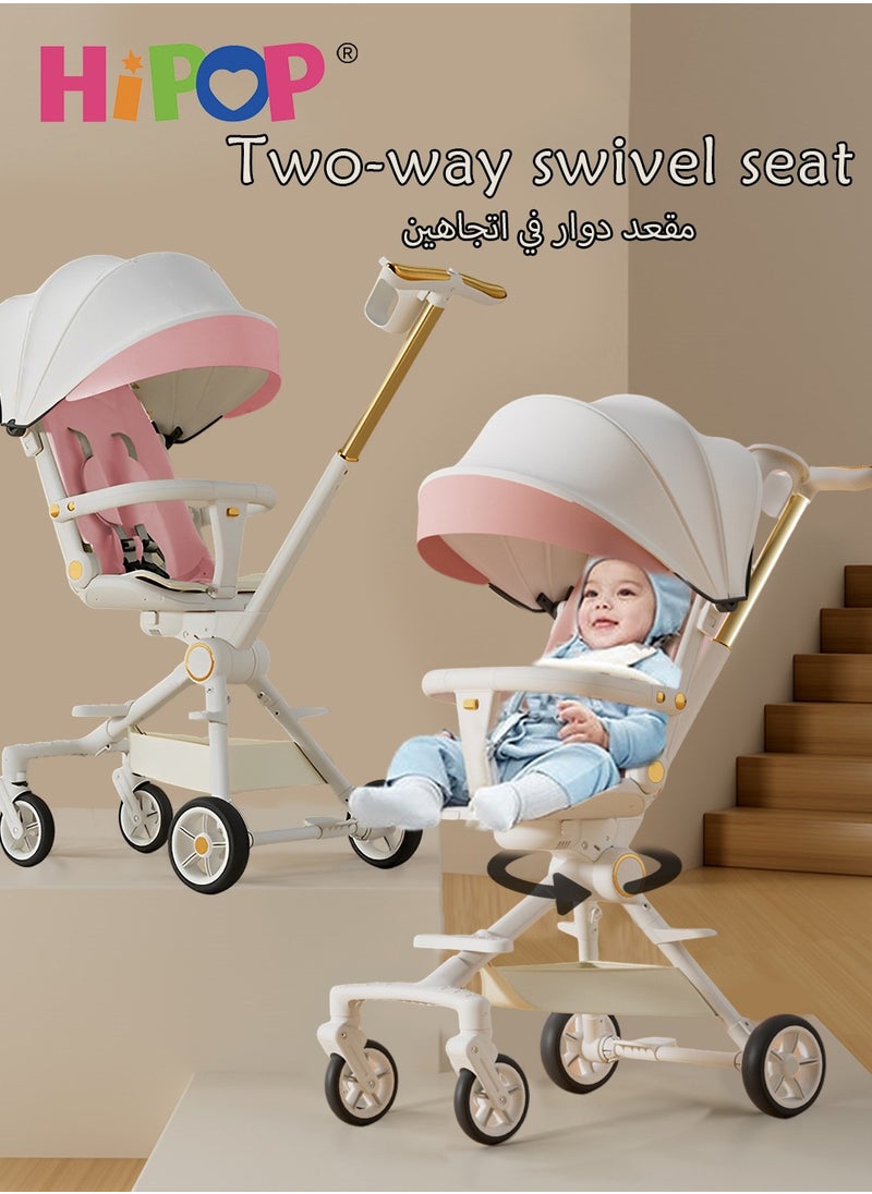 HIPOP 2 In 1 Stroller for Baby and Kids,with Rotating Seat and Spring Shock Absorber,Food Tray,Sturdy and Foldable Design,One Step Folding Baby Stroller  - Image 2