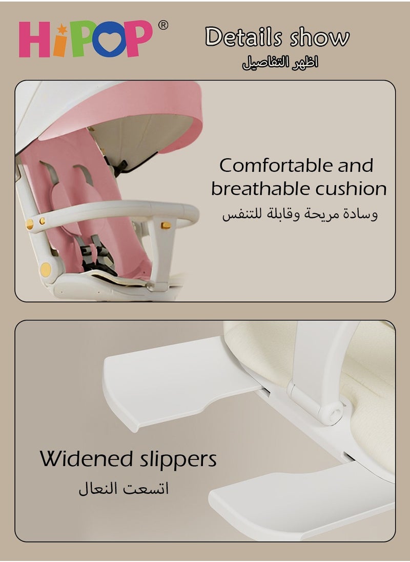 هيبوب - عربة أطفال 2 في 1 للأطفال الصغار مع مقعد دوار وممتص للصدمات زنبركي، تصميم قوي وخفيف الوزن، طبق عشاء متضمن، عربة أطفال قابلة للطي بخطوة واحدة - Image 1