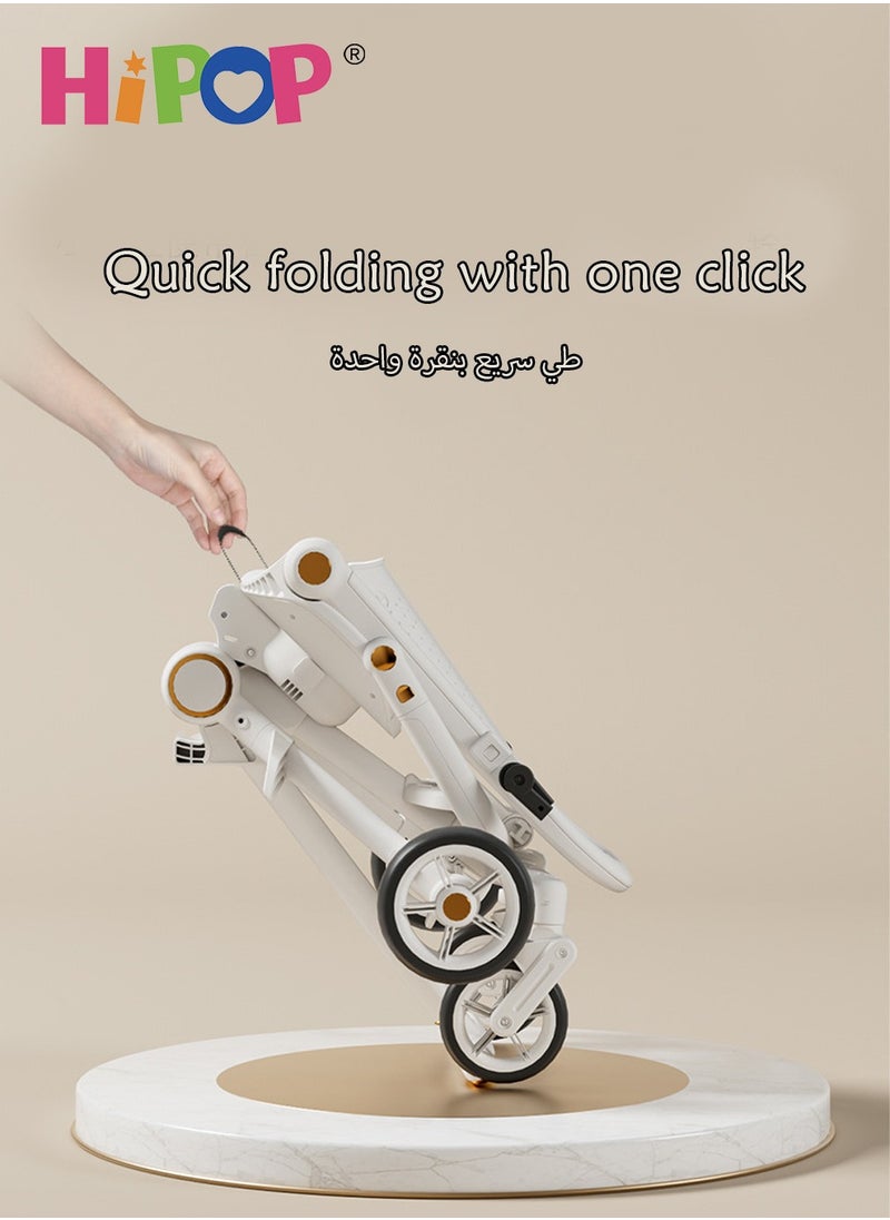 هيبوب - عربة أطفال 2 في 1 للأطفال الصغار مع مقعد دوار وممتص للصدمات زنبركي، تصميم قوي وخفيف الوزن، طبق عشاء متضمن، عربة أطفال قابلة للطي بخطوة واحدة - Image 1