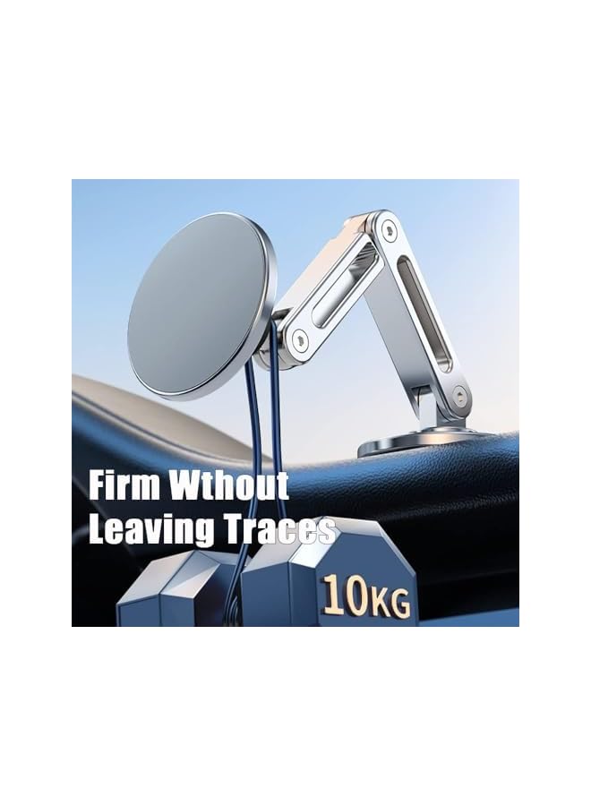 Green Tiger Strong Magnetic Phone Holder for Car Phone Mount, Magnets Stand for iPhone 14 13 12 Pro Max Accessories Aluminum Alloy GPS Holder (Silver) - Image 4