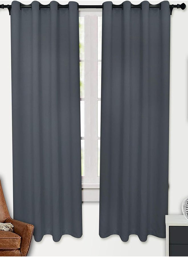 SKY-TOUCH - 2 Panels Blackout Curtains｜Bedroom Curtains｜Thermal Insulated｜Eyelet Top, Energy-Saving Heat Retention｜UV Block, Stylish for Living Room or Bedroom｜W130×H213cm,Dark Gray - Image 1