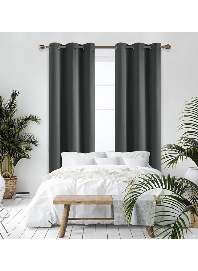 SKY-TOUCH - 2 Panels Blackout Curtains｜Bedroom Curtains｜Thermal Insulated｜Eyelet Top, Energy-Saving Heat Retention｜UV Block, Stylish for Living Room or Bedroom｜W130×H213cm,Dark Gray - Image 1