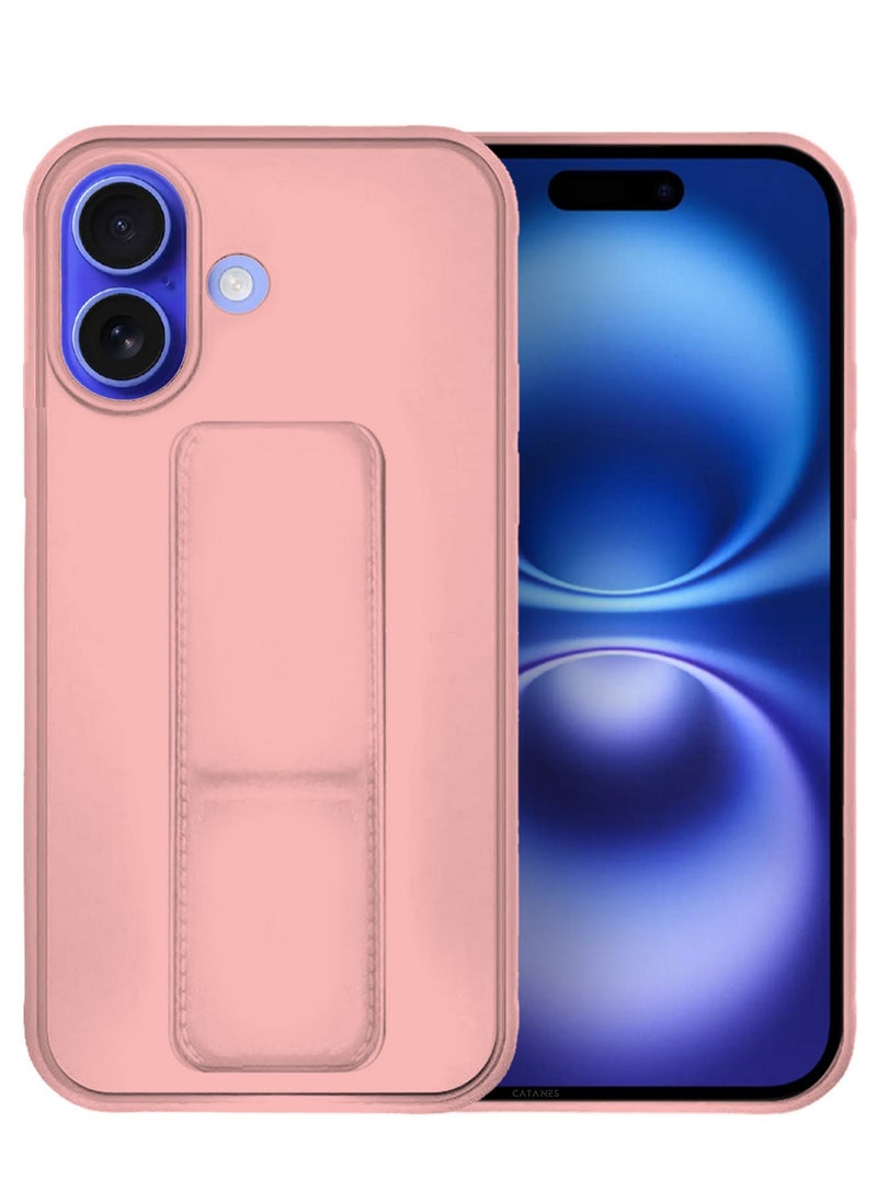 CATANES - ( for iPhone 16 ) 3 Pack, 1 Case and 2 Screen Protectors Premium PU Leather Case with Stand Function Shockproof and Anti Scratch Finger Grip Case Cover / Pink - Image 1