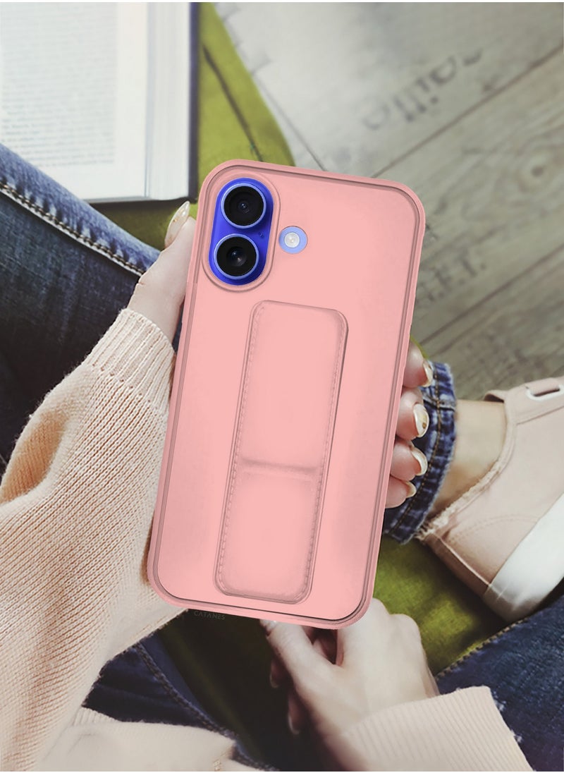CATANES - ( for iPhone 16 ) 3 Pack, 1 Case and 2 Screen Protectors Premium PU Leather Case with Stand Function Shockproof and Anti Scratch Finger Grip Case Cover / Pink - Image 1