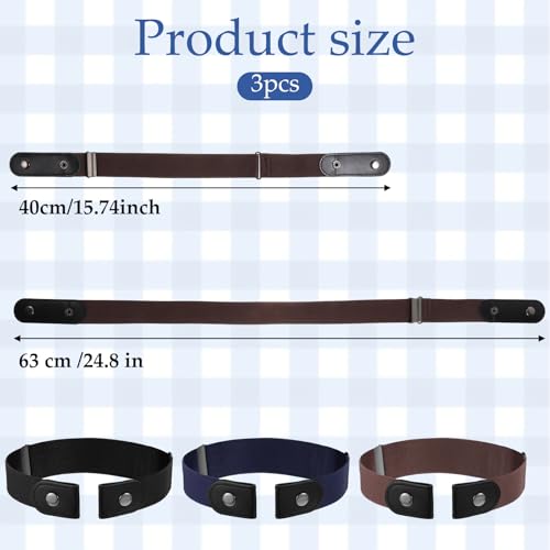 JIYIN 3 PCS No Buckle Stretch Belts for Toddler, 3 Colors Kids Adjustable Elastic Stretch Buckle Free Belts for Girls Boys - Image 2