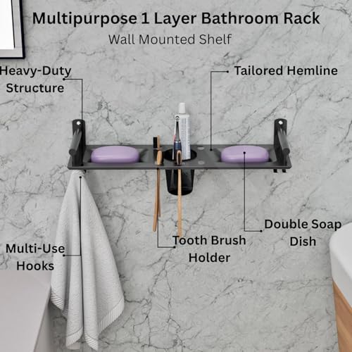 Well Set Multipurpose 1 Layer Bathroom Rack | Double Soap Dish | Tumbler Holder | Tooth Brush Holder | Bathroom Accessories - Image 2