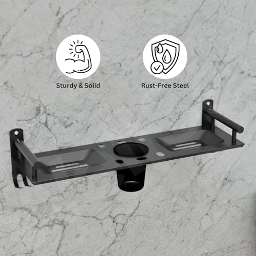 Well Set Multipurpose 1 Layer Bathroom Rack | Double Soap Dish | Tumbler Holder | Tooth Brush Holder | Bathroom Accessories - Image 4