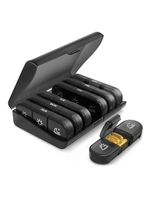 Weekly Pill Organizer 3 Times a Day, Compact Pill Box 7 Day with Roomy Pill Case and Sturdy Design