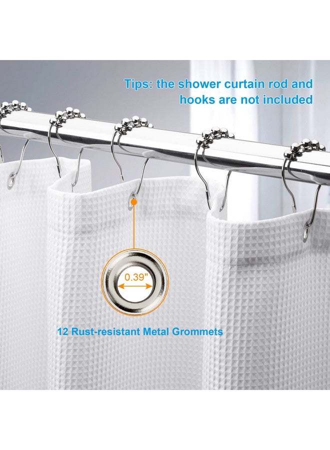 AmazerBath White Shower Curtain Fabric, Waffle Shower Curtains for Bathroom, Cloth Shower Curtain Heavy Duty, Thick Bathroom Shower Curtains Hotel Quality, Premium Polyester, 72x72 Inches - Image 4