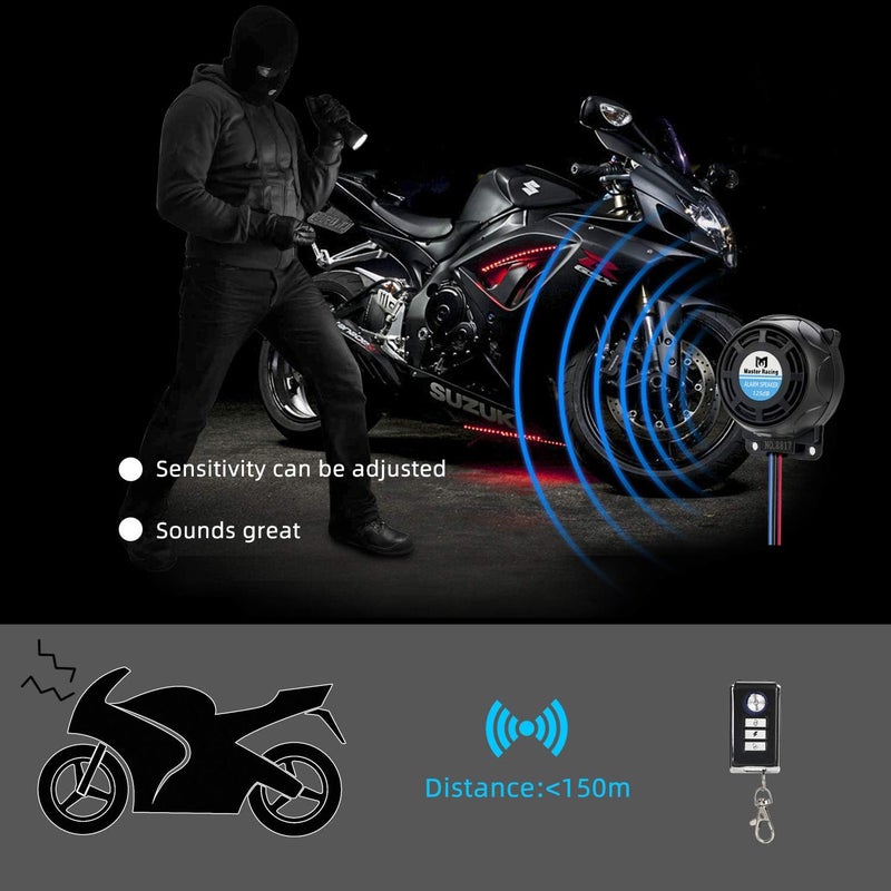 Rupse Motorcycle Alarm System Security Anti Theft Prevention, Bike Alarms for Ebikes, Scooter Alarm, Alarma para Motocicleta, Super Sensitive Motorcycle Alarm with 2pcs Remote - Image 2