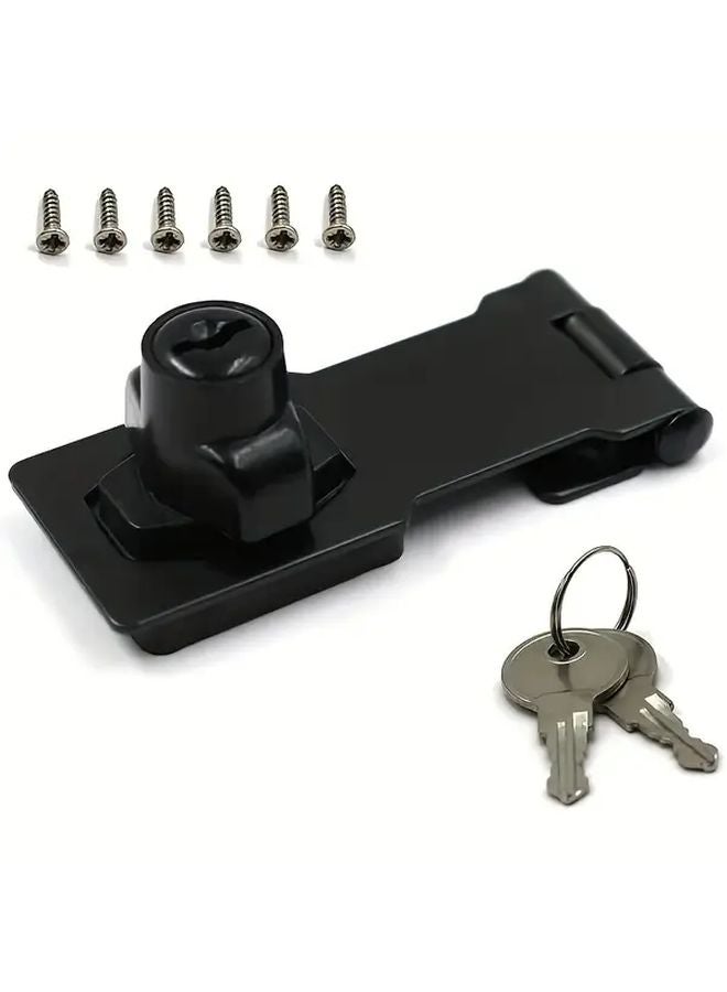 مشبك أمان أسود 3 بوصة للباب، الخزانة، صندوق الأدوات، قفل مفتاح - Image 1