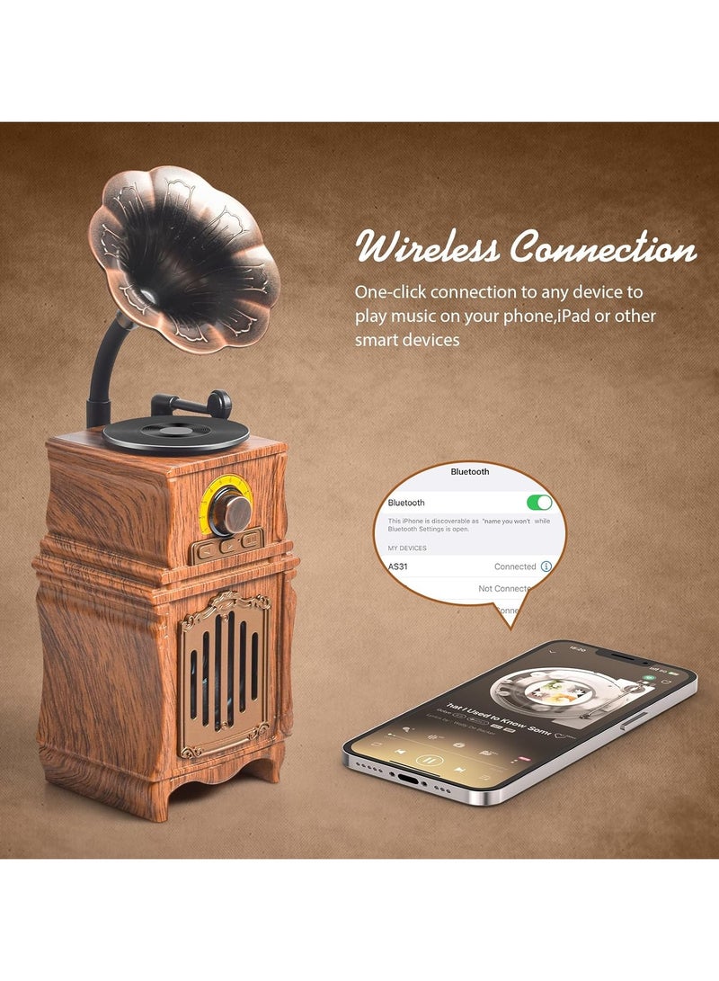 Retro Bluetooth Speaker Retro Radio Bass FM Radio Bluetooth 5.3 Wireless Connection Home Office Room Vintage Decor Outdoor Parties Portable Speaker Wireless For Iphone Android Speaker - Image 2